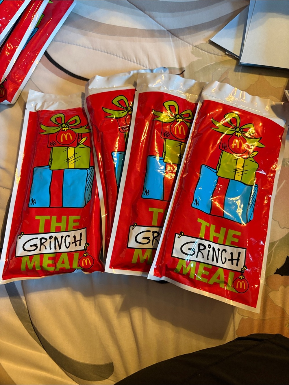 McDonald's The Grinch Meal Party Favor Packs - Yellow, Green, Red & Blue Socks
